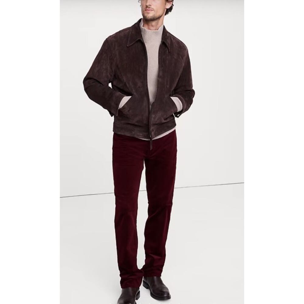 Banana Republic Straight Fit Corduroy Burgundy Mens Traveler Pants 36x34 $130‎